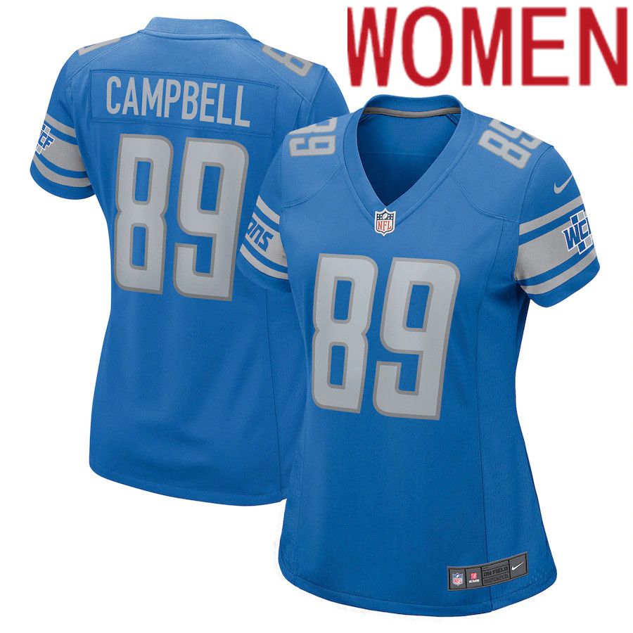 Women Detroit Lions 89 Dan Campbell Nike Blue Retired Player Game NFL Jersey